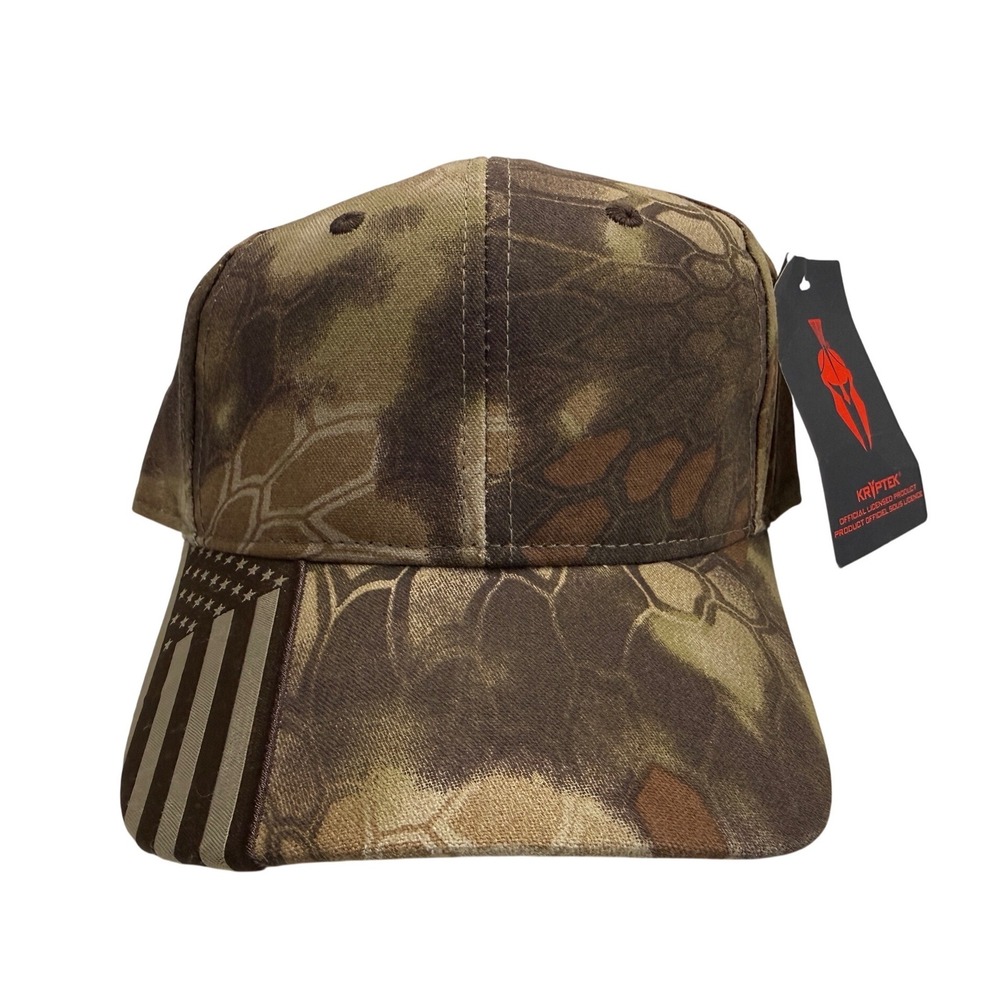 Kryptek Highlander Camo American Flag Hat Adjustable Tactical Ball Cap CWF-305